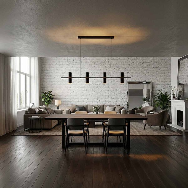 Lampadario Lineare a Sospensione 8xGU11 in Pietra Nera