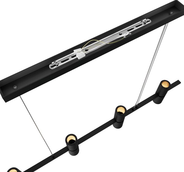 Lampadario Lineare a Sospensione 8xGU11 in Pietra Nera