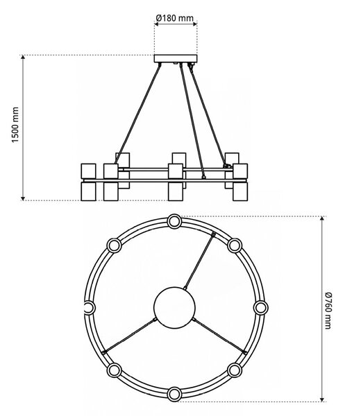 Lampadario Circolare a Sospensione 14xGU11 in Pietra Nera