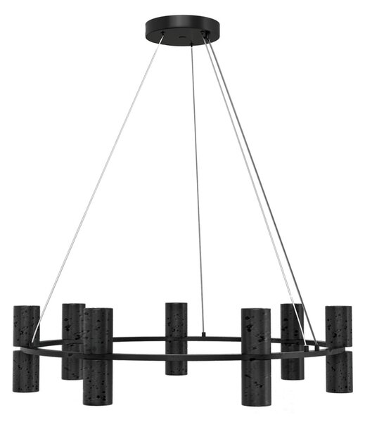 Lampadario Circolare a Sospensione 14xGU11 in Pietra Nera