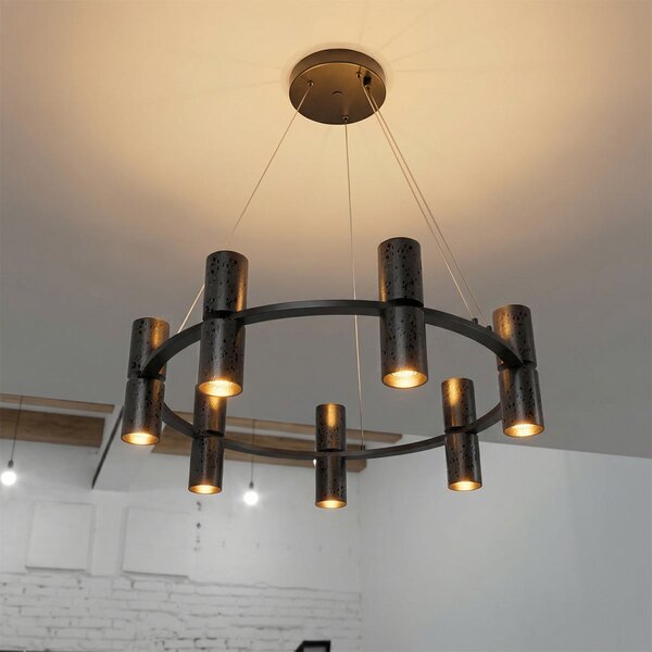 Lampadario Circolare a Sospensione 14xGU11 in Pietra Nera