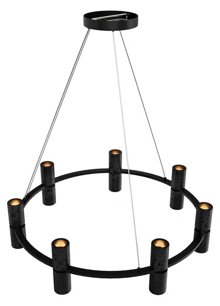 Lampadario Circolare a Sospensione 14xGU11 in Pietra Nera