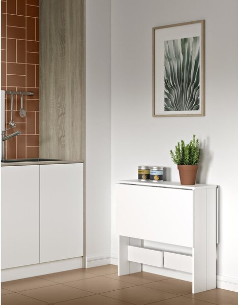 Tavolo da pranzo pieghevole con piano bianco 76x28 cm Papillon - TemaHome