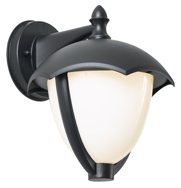 Applique da esterno smart nera con vetro opale incl. LED IP54 - Classica