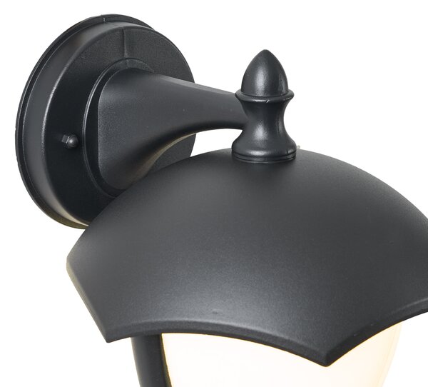 Applique da esterno smart nera con vetro opale incl. LED IP54 - Classica
