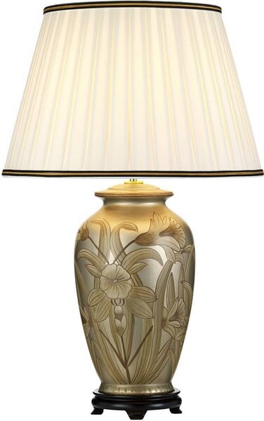 Lampada da tavolo in Vetroceramica Dian color crema e oro, 1xE27x60W, Vetroceramica / gesso, dimensioni: 74x46x19 cm, IP20, Designer's Lightbox