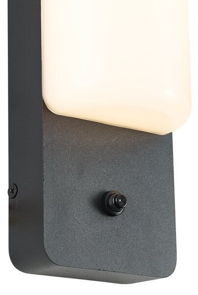 Applique da esterno nera con sensore crepuscolare con LED incl. - Shift