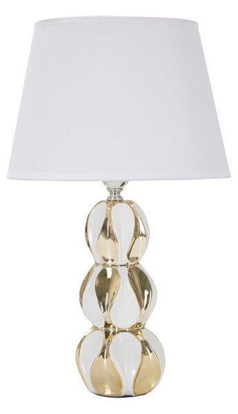 Lampada da tavolo bianca/dorata in ceramica con paralume in tessuto (altezza totale 46 cm) Glam Balls – Mauro Ferretti