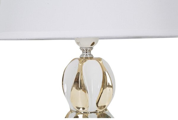 Lampada da tavolo bianca/dorata in ceramica con paralume in tessuto (altezza totale 46 cm) Glam Balls – Mauro Ferretti
