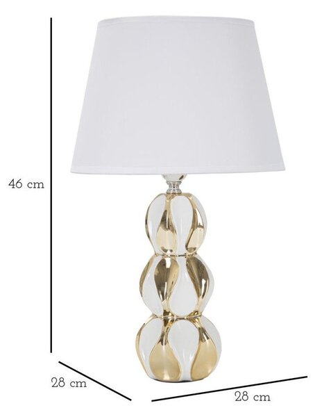 Lampada da tavolo bianca/dorata in ceramica con paralume in tessuto (altezza totale 46 cm) Glam Balls – Mauro Ferretti