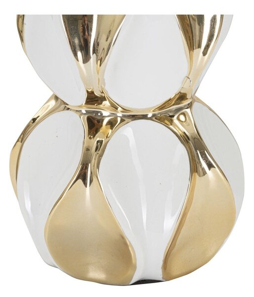 Lampada da tavolo bianca/dorata in ceramica con paralume in tessuto (altezza totale 46 cm) Glam Balls – Mauro Ferretti