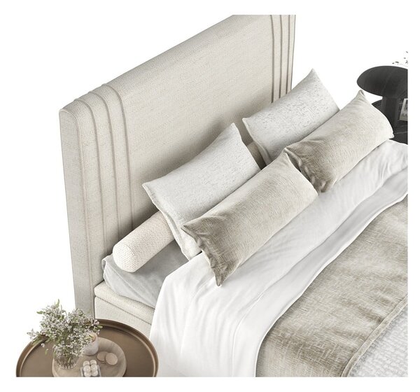 Letto matrimoniale imbottito beige con contenitore 200x200 cm Musca - Maison de Rêve