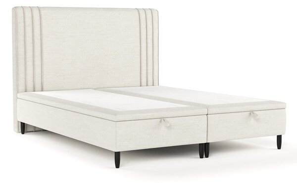 Letto matrimoniale imbottito beige con contenitore 200x200 cm Musca - Maison de Rêve