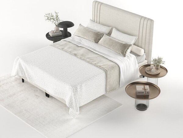 Letto matrimoniale imbottito beige con contenitore 200x200 cm Musca - Maison de Rêve
