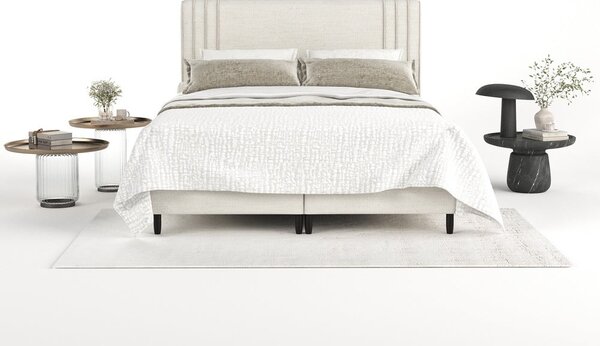 Letto matrimoniale imbottito beige con contenitore 200x200 cm Musca - Maison de Rêve