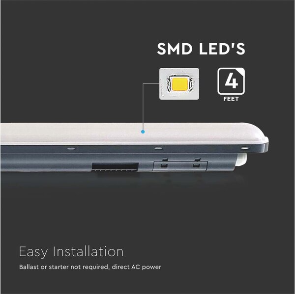 V-TAC VT-1253 Plafoniera LED Impermeabile 36W 120LM/W X-Series tubo 120cm Copertura Satinata 6500K IP65 - sku 10220