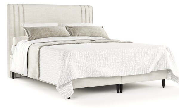 Letto matrimoniale imbottito beige con contenitore 200x200 cm Musca - Maison de Rêve