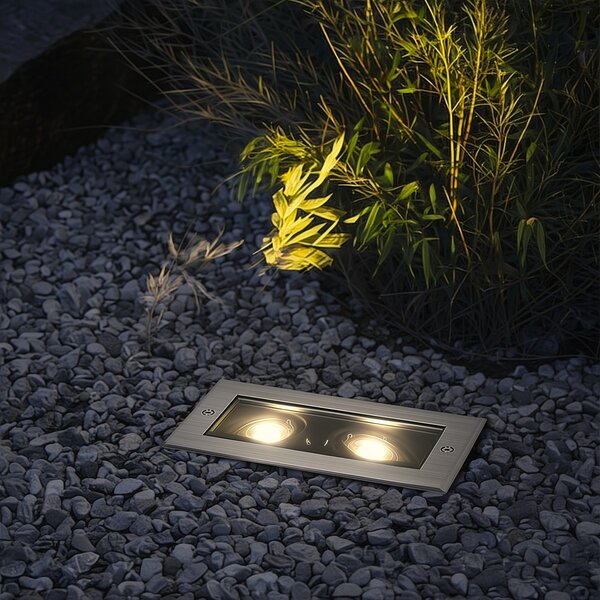 Faretto da terra moderno in acciaio 2 luci orientabile IP65 - Oneon