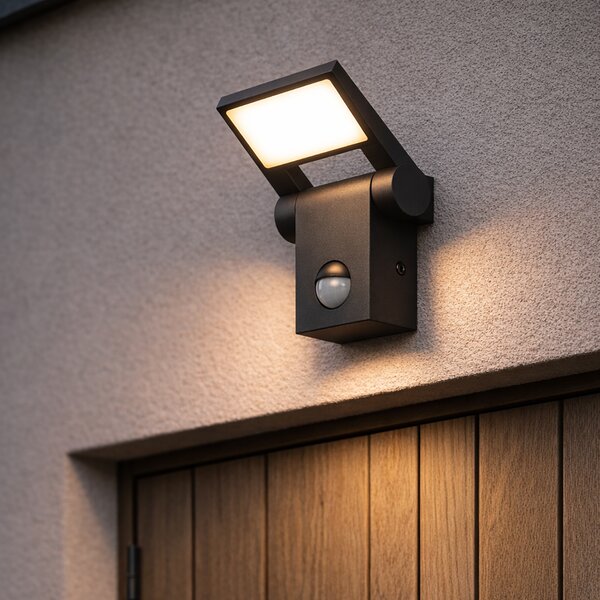 Applique da esterno antracite con LED IP54 e sensore di movimento - Zane