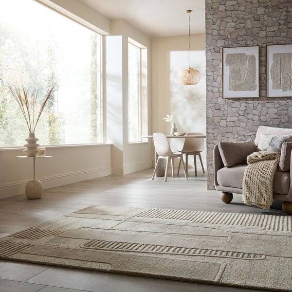 Tappeto greige in lana tessuto a mano 200x300 cm Lira – Flair Rugs