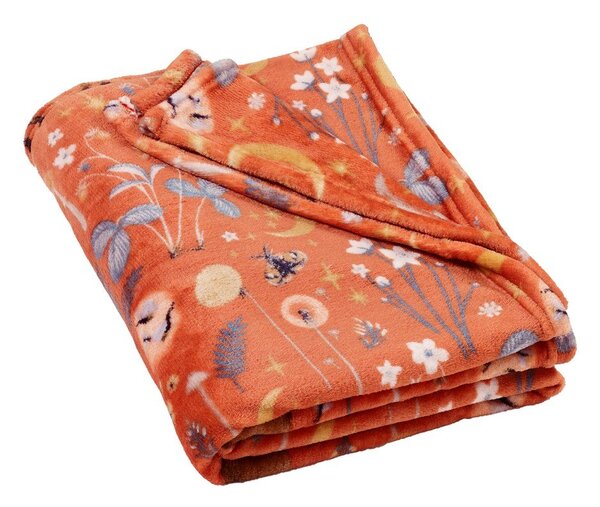 Coperta arancione in micropile 130x170 cm Enchanted Twilight Animals – Catherine Lansfield