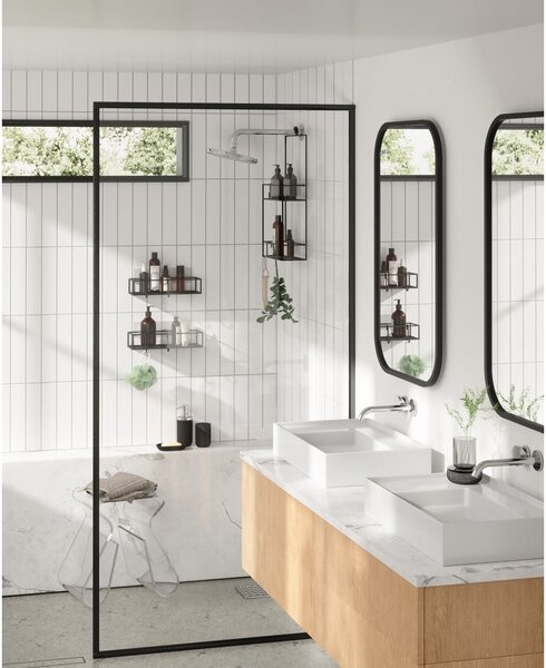 Mensola da bagno autoportante in acciaio nero Cubiko - Umbra