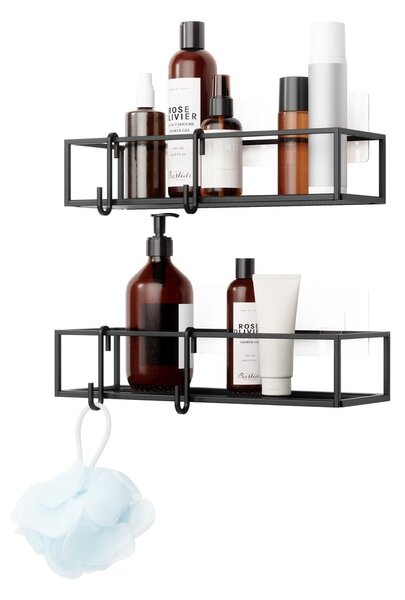 Mensola da bagno autoportante in acciaio nero Cubiko - Umbra