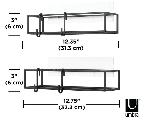 Mensola da bagno autoportante in acciaio nero Cubiko - Umbra