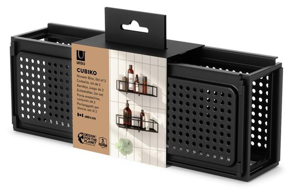 Mensola da bagno autoportante in acciaio nero Cubiko - Umbra