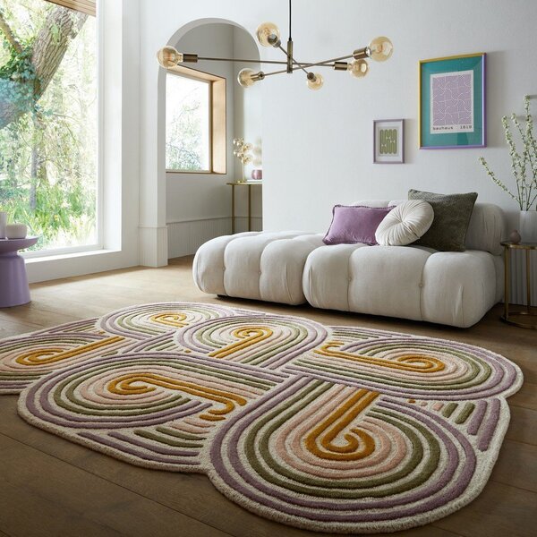 Tappeto verde in lana tessuto a mano 160x230 cm Spiral Shaped – Flair Rugs