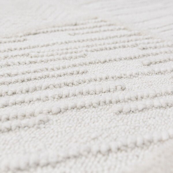 Tappeto bianco in misto lana tessuto a mano 200x300 cm Sculptured Blocks – Flair Rugs