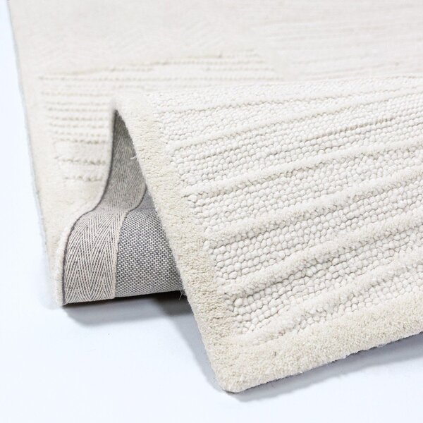 Tappeto bianco in misto lana tessuto a mano 200x300 cm Sculptured Blocks – Flair Rugs