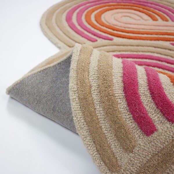Tappeto rosa in lana tessuto a mano 140x200 cm Spiral Shaped – Flair Rugs