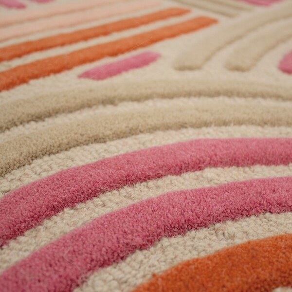 Tappeto rosa in lana tessuto a mano 140x200 cm Spiral Shaped – Flair Rugs