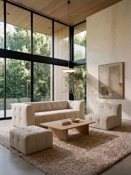 Mosaic divano angolare componibile e modulare in bouclé: capitonné e d