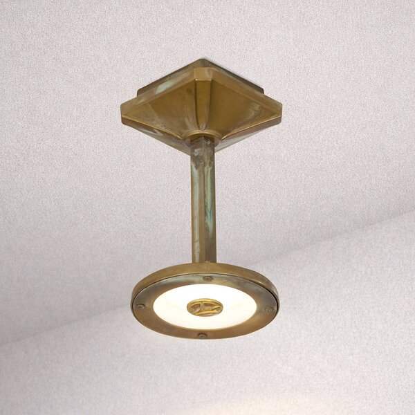 Moretti Luce Plafoniera LED da esterno Aura Disk, altezza 20 cm, ottone anticato Disk, Bronzo / Ottone antico, Ottone, Campagna / Rustiche, Plafoniera