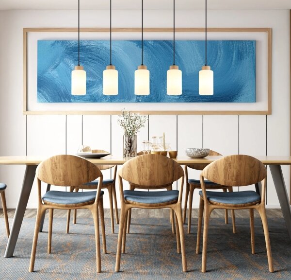 Globo 15977-5H - Lampadario sospeso con cavo ROWENA 5xE27/60W/230V rovere/bianco