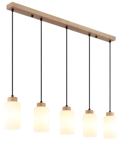 Globo 15977-5H - Lampadario sospeso con cavo ROWENA 5xE27/60W/230V rovere/bianco