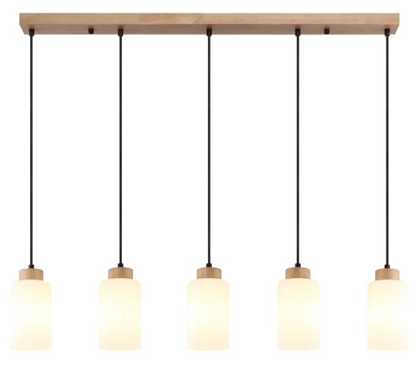 Globo 15977-5H - Lampadario sospeso con cavo ROWENA 5xE27/60W/230V rovere/bianco