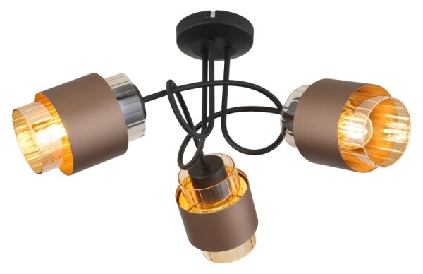 Globo 15560-3DC - Lampadario a plafone MILLEY 3xE27/40W/230V nero/bronzo