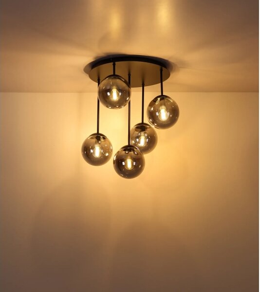 Globo 47441-5S - Lampadario da soffitto a montaggio superficiale HARMON 5xE14/25W/230V nero