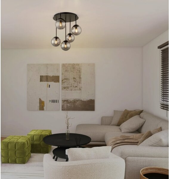 Globo 47441-5S - Lampadario da soffitto a montaggio superficiale HARMON 5xE14/25W/230V nero