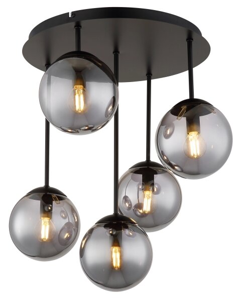 Globo 47441-5S - Lampadario da soffitto a montaggio superficiale HARMON 5xE14/25W/230V nero