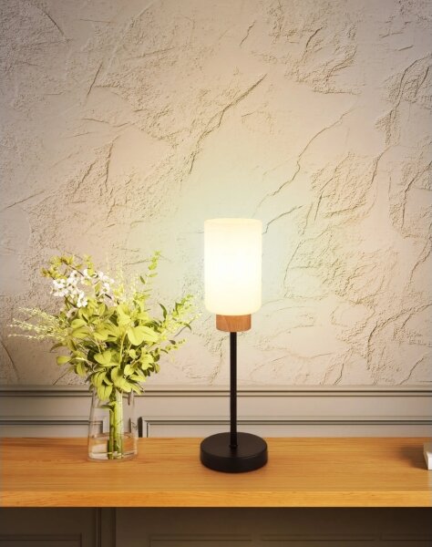 Globo 15977T - Lampada da tavolo ROWENA 1xE27/60W/230V nera/bianca