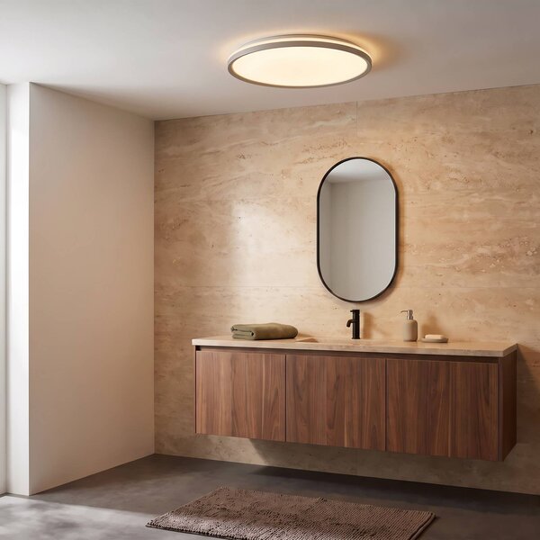 Plafoniera soffitto Edmund Lindby, Alluminio / Grigio / Zincato, Bagno, Plastica, Moderno, Plafoniera