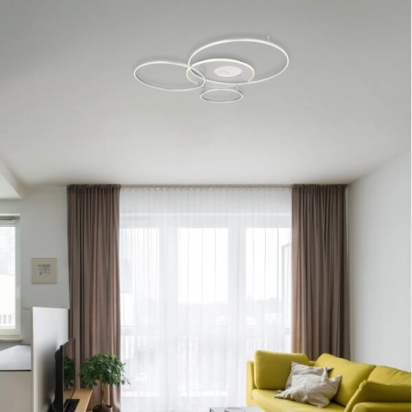 Globo 48466-54A-LED Plafoniera dimmerabile INVERTINA 54W/230V 90x70 cm argento + telecomando