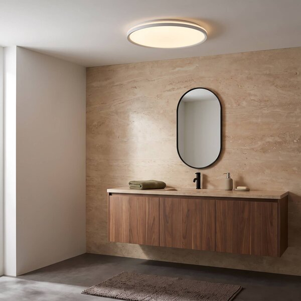 Plafoniera soffitto Edmund Lindby, Bianco / Opale, Bagno, Plastica, Moderno, Plafoniera