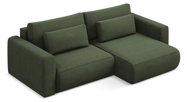 Divano angolare color kaki allungabile/con contenitore (con penisola a destra/con chaise lounge) Kapua – Makamii