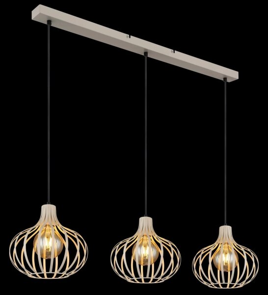 Globo 33370319 - Lampadario a sospensione MATEO 3xE27/40W/230V beige