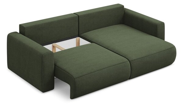 Divano angolare color kaki allungabile/con contenitore (con penisola a destra/con chaise lounge) Kapua – Makamii